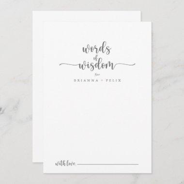 Silver Calligraphy Wedding Words of Wisdom   Advice Card