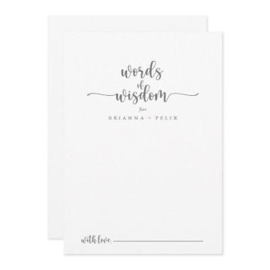 Silver Calligraphy Wedding Words of Wisdom   Advice Card