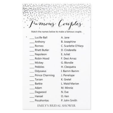 Silver Confetti Bridal Shower Game PRINTED