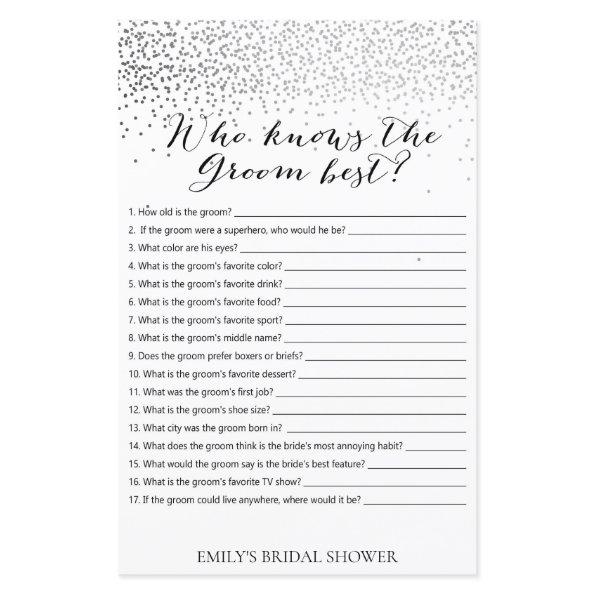 Silver Confetti  Game PRINTED