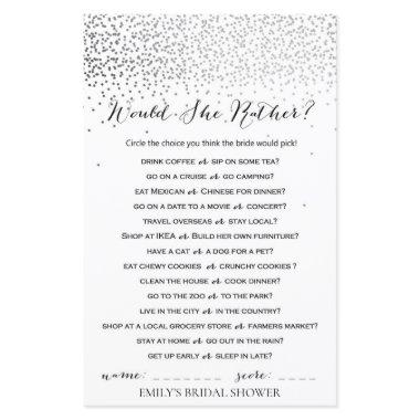 Silver Confetti Bridal Shower Game PRINTED