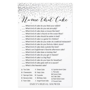 Silver Confetti Bridal Shower Game PRINTED