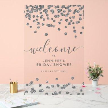 Silver Confetti Glitter  Welcome Acrylic Sign