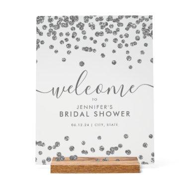 Silver Confetti Glitter  Welcome Acrylic Sign