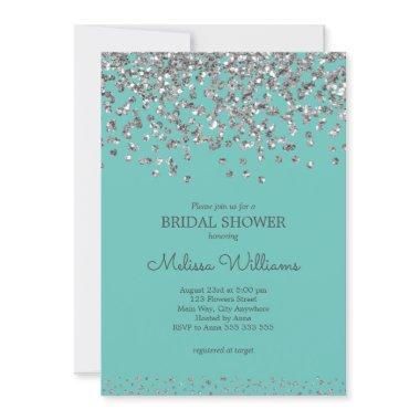 Silver Confetti Teal Elegant Modern