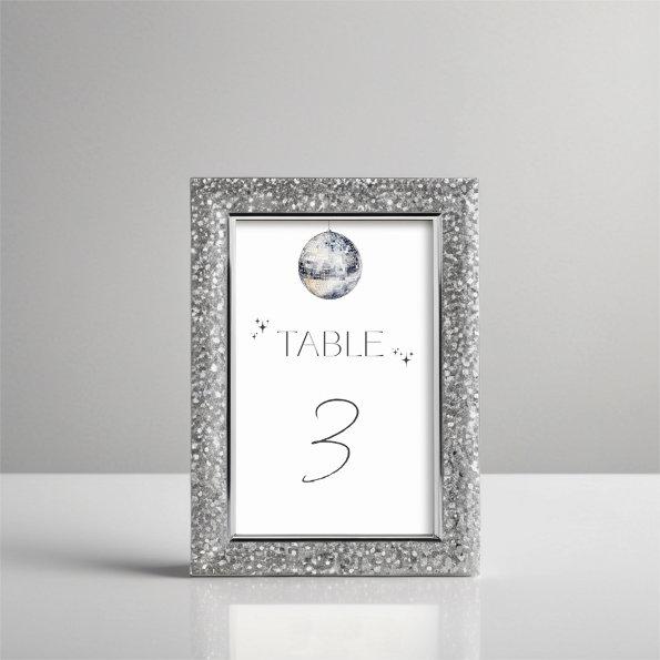 Silver Disco Ball Bridal Shower Table Number