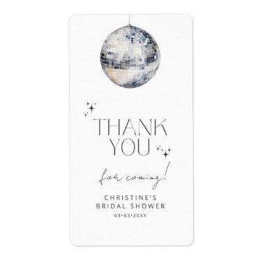 Silver Disco Ball Bridal Shower Thank You Label