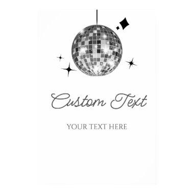 Silver Disco Ball Custom Text Party Sign