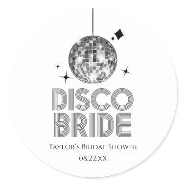 Silver Disco Ball Disco Bride Bridal Shower Classic Round Sticker
