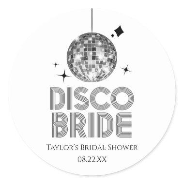 Silver Disco Ball Disco Bride Bridal Shower Classic Round Sticker