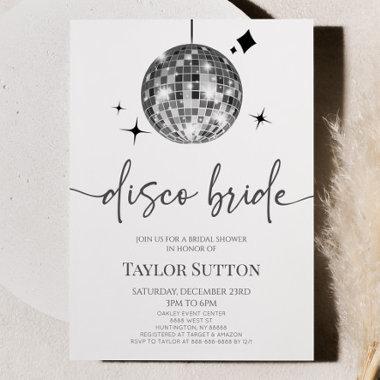 Silver Disco Ball Disco Bride Bridal Shower Invitations