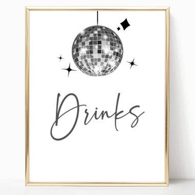 Silver Disco Ball Drinks Table Sign