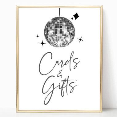 Silver Disco Ball Sign Invitations and Gifts Sign