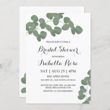 Silver Dollar Eucalyptus Bridal Shower Invitations
