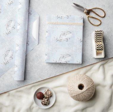 Silver Dolphin Wedding Wrapping Paper