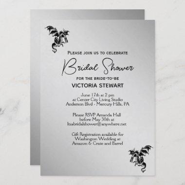 Silver Dragon Fantasy Bridal Shower Invitations