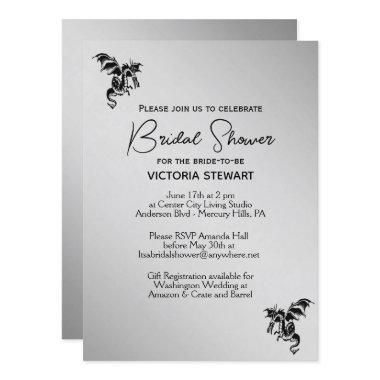 Silver Dragon Fantasy Bridal Shower Invitations