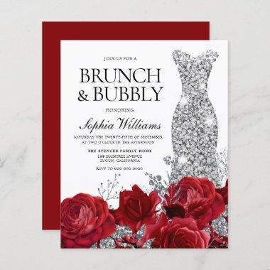 Silver Dress Roses Budget Bridal Shower Invitations