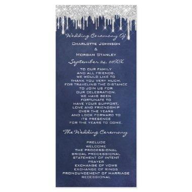 Silver Drips Event Wedding Program Formal Navy