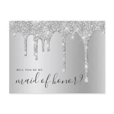 Silver drips will you be my maid of honor invitation post