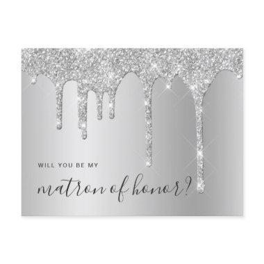 Silver drips will you be my matron of honor invitation post