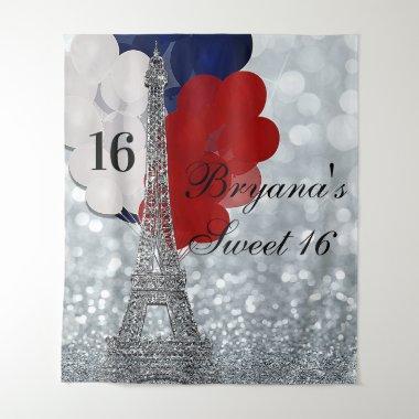 Silver Eiffel Tower Balloons Party Backdrop