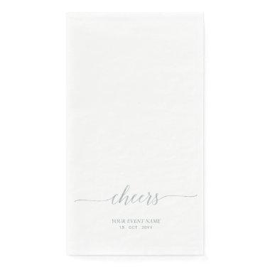 Silver Elegant Simple Script Cheers Event Party Paper Guest Towels