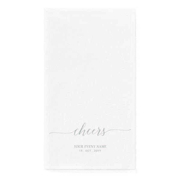 Silver Elegant Simple Script Cheers Event Party Paper Guest Towels