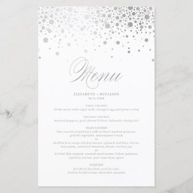 Silver Foil Confetti Dots Wedding Menu Invitations