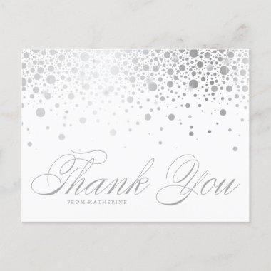 Silver Foil Confetti Dots Wedding Thank You PostInvitations