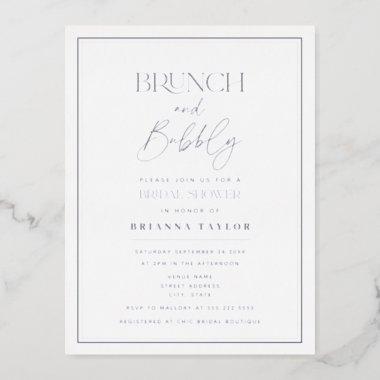 Silver Foil Elegant Minimalist Bridal Shower Foil Invitation PostInvitations
