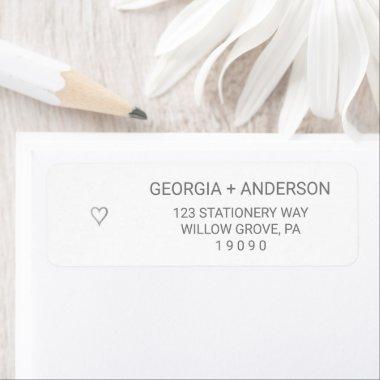 Silver Foil Simple Heart Wedding Label