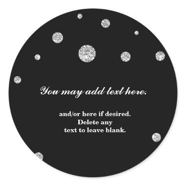 Silver Glitter Black Modern Wedding Bridal Sticker