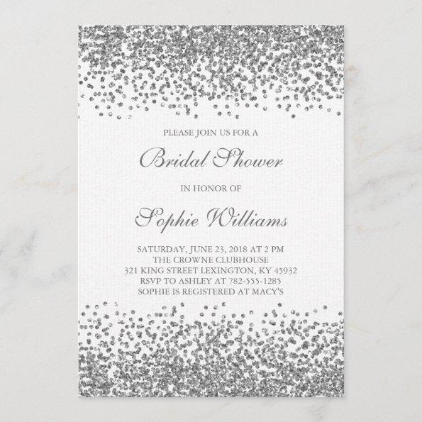 Silver Glitter Confetti Bridal Shower Invitations