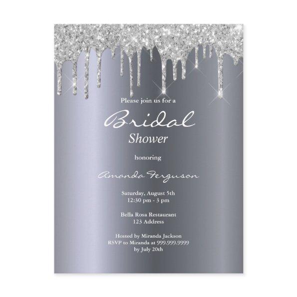 Silver glitter drips glam  invitation post