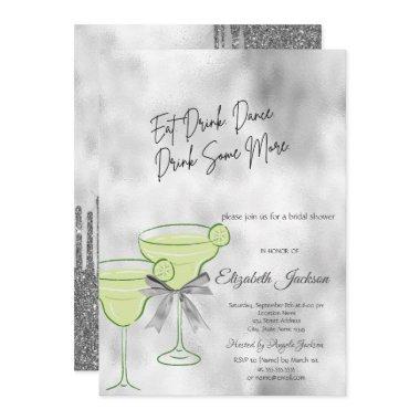 Silver Glitter Drips Martini Bow