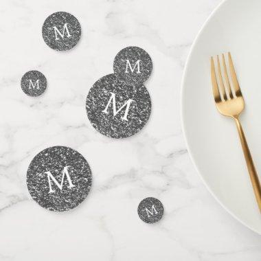 Silver Glitter Effect Monogram Wedding Confetti