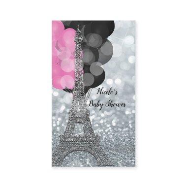 Silver Glitter Eiffel Baby Shower Diaper Raffle Enclosure