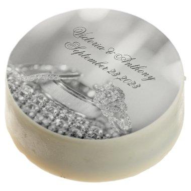 Silver Glitter Elegant Names Date Script Chic Chocolate Covered Oreo