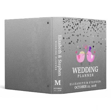 Silver Glitter Faux Foil Confetti Wedding Planner 3 Ring Binder