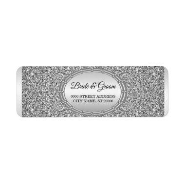 Silver Glitter Frame Return Address Label