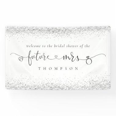 Silver Glitter Future Mrs Welcome Bridal Shower Banner