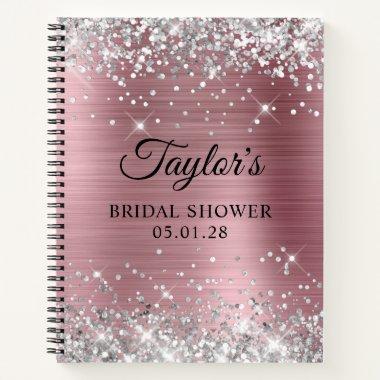 Silver Glitter Light Pink Foil Bridal Shower Guest Notebook