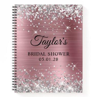 Silver Glitter Light Pink Foil  Guest Notebook
