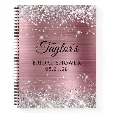 Silver Glitter Light Pink Foil Bridal Shower Guest Notebook