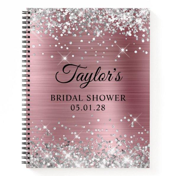Silver Glitter Light Pink Foil  Guest Notebook