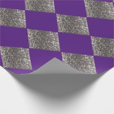 Silver Glitter Metallic Purple Abstract Chic Wrapping Paper