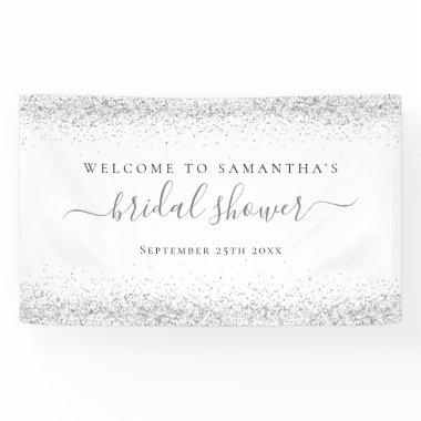 Silver Glitter Name Date Welcome to  Banner