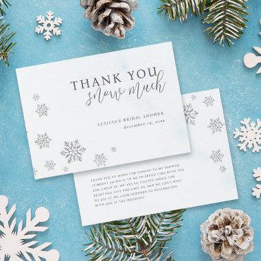 Silver Glitter Snowflakes Winter Bridal Shower Thank You Invitations