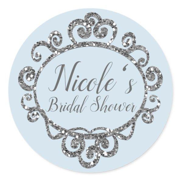 Silver Glitter Sparkle Birthday Party Favor Classic Round Sticker